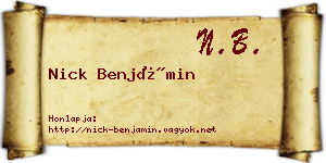Nick Benjámin névjegykártya